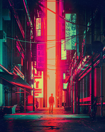 Art, City, Silhouette, Miscellanea, Miscellaneous, Futurism, Street HD phone wallpaper