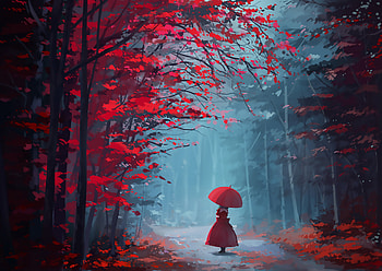 Touhou, autumn, tree, forest, girl HD wallpaper