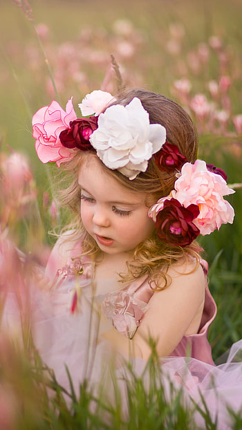 Little Girl in Spring Field, flower, spring, cute, graphy, child HD phone wallpaper