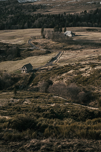 Nature, Houses, Trees, View From Above, Hills HD phone wallpaper