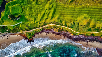 Sea waves, landscape, coast, aerial view HD wallpaper