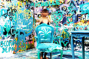 Abstract, Art, Miscellanea, Miscellaneous, Chair, Blur, Smooth, Outlines, Colourful, Colorful, Human, Person HD wallpaper