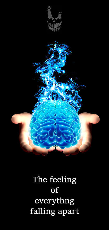 Falling apart, note, samsung, blue, black, dark, fire, brain, flame, 10 HD phone wallpaper