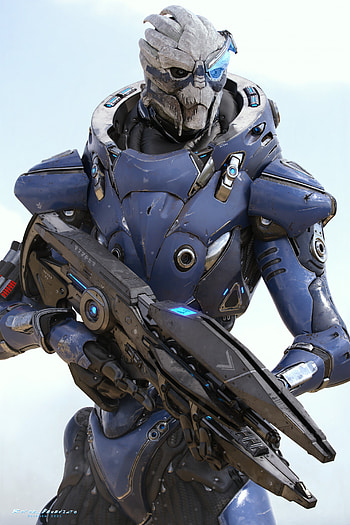 Garrus Vakarian, ZBrush artistry, Gaming character, Remarkable craftsmanship HD phone wallpaper