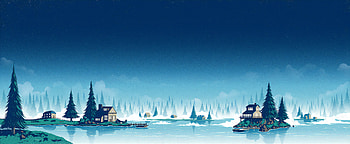 Cold Night Landscape Houses , night, landscape, artist, artwork, digital-art, dribbble HD wallpaper