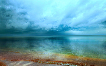 Blue sea, blue, sea, sky, nature, beach HD wallpaper