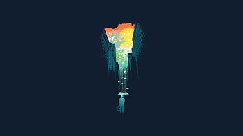 Rain Umbrella Birds City Building Sky Cages Artwork Fantasy Art Trees Minimalism, artist, artwork, minimalism HD wallpaper