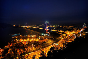 Cities, Night, Road, Night City, City Lights, Bridge HD wallpaper