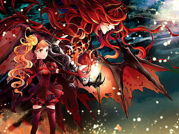fantasy anime, mystic, art, summoner, arts, summon, magician, illustration, nice, 3d, cg, soundhorizon, red, cool HD wallpaper