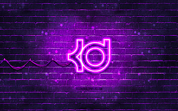 Kevin Durant violet logo, , violet brickwall, Kevin Durant logo, basketball stars, Kevin Durant neon logo, Kevin Durant HD wallpaper