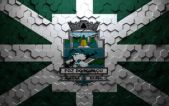 Flag of Foz do Iguacu, honeycomb art, Foz do Iguacu hexagons flag, Foz do Iguacu 3d hexagons art, Foz do Iguacu flag HD wallpaper