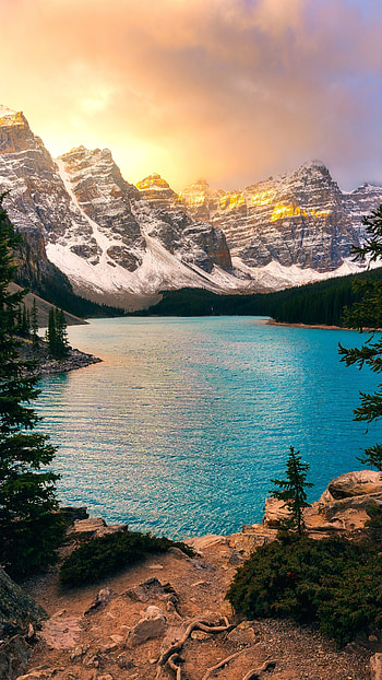 Earth, Moraine Lake, Banff National Park HD phone wallpaper