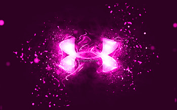 Under Armour purple logo, , purple neon lights, creative, purple abstract background, Under Armour logo, brands, Under Armour HD wallpaper