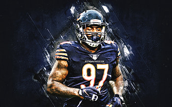 Mario Edwards, Chicago Bears, NFL, American football, blue stone background, grunge art, National Football League HD wallpaper