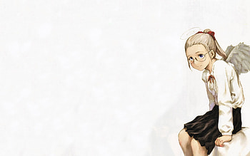 Anime, Girl, Wings, Pretty, Glasses, Spectacles HD wallpaper