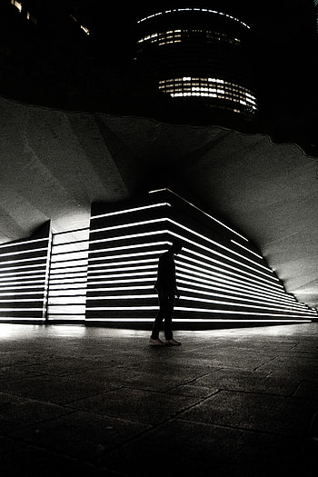Architecture, Shine, Light, Silhouette, Bw, Chb, Human, Person, Loneliness HD phone wallpaper