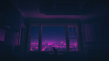 Cat Outside Synthwave City, cat, artist, artwork, digital-art, synthwave HD wallpaper
