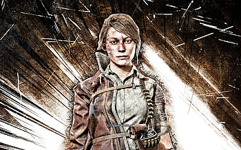 Hanna Delacroix, grunge art, Battlefield V, fan art, Battlefield characters, soldiers, brown abstract rays, Battlefield 5, Hanna Delacroix Battlefield HD wallpaper