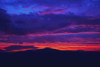 Mountains, sunset, sky, clouds HD wallpaper