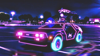 Dmc Neon , delorean, neon, artist, artwork, digital-art, dribbble HD wallpaper