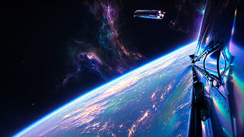 Starship: Twilight Orbit —, Earth, Spacecraft HD wallpaper