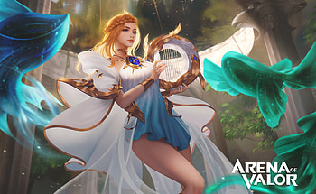 Fantasy girl, art, atena of valor, blue, instrument, fantasy, girl, sy lee HD wallpaper