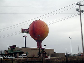 Georgia Peach, sky, peach, lines, city HD wallpaper
