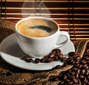 Coffee, hot, beans, cloth, cup HD wallpaper