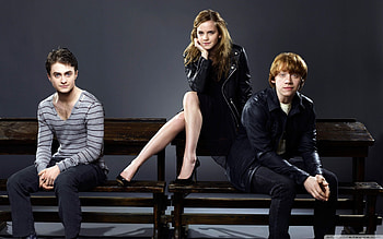 Harry Potter trio, Ron Weasley, Rupert Grint, Emma Watson HD wallpaper