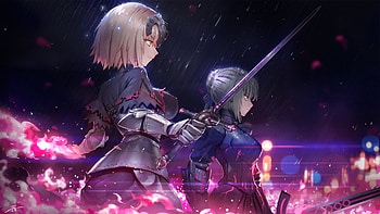 Fate series, Rain, Saber Alter, Yellow eyes HD wallpaper