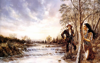 Native American, American West, Artistic, Cloud, Gun, Indian, Landscape, River HD wallpaper
