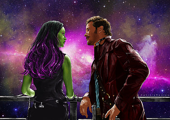 Gamora Star Lord Guardians Of The Galaxy Art, gamora, star-lord, guardians-of-the-galaxy, movies, artwork, deviantart HD wallpaper