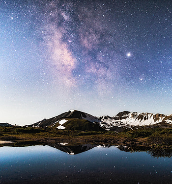 Nature, Mountains, Night, Rocks, Lake, Reflection, Snow Covered, Snowbound HD phone wallpaper