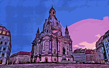 Frauenkirche, , vector art, Frauenkirche drawing, creative art, Frauenkirche art, vector drawing, Dresden cityscape, Germany, Dresden HD wallpaper
