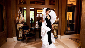 Actress Priyanka Chopra Is Wearing Black Dress Posing For A Girls HD wallpaper