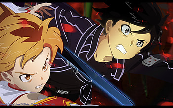 Kirito ♡ Asuna, sword art online, couple, sinister, short hair, warrior, female, handsome, sexy, sword, hot, girl, asuna yuuki, yuuki, anime girl, sao, anime, serious, brown hair, guy, kirito, lover, fighting, cute, fight, knight, yuuki asuna, long hair, mad, male, braids, kirigaya, asuna, black hair, armor, blade, beater, word, boy, love, weapon, angry HD wallpaper
