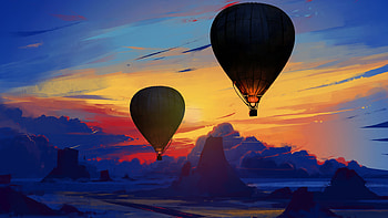 Air Balloon Floating, air-balloon, artist, artwork, digital-art, deviantart HD wallpaper
