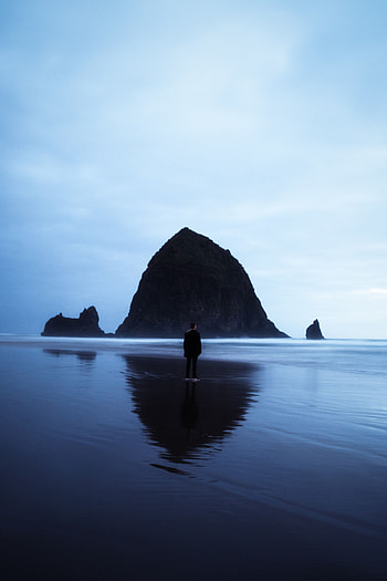 Nature, Sea, Beach, Rocks, Human, Person, Loneliness HD phone wallpaper