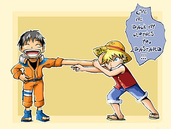 cant touch this, luffy, anime, cross over, one piece, naruto, funny, hat HD wallpaper