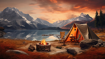 Majestic Mountain Camping Scene, graphy, camping HD wallpaper