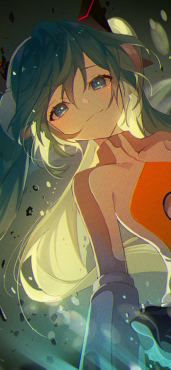 Hatsune Miku, blue hair, long hair, Hatsune Miku, Anime, Vocaloid HD phone wallpaper
