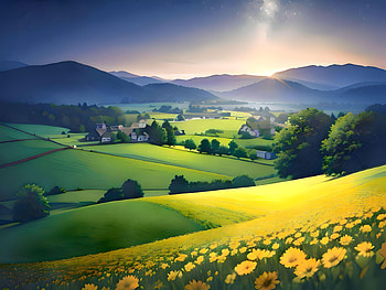 A countryside landscape in the morning, AI Art, Anime, landscape, anime landscape HD wallpaper