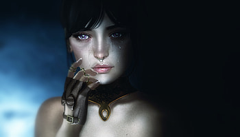 Girl, Glove, Gloves, Tears, Hand, Eyes, Look HD wallpaper