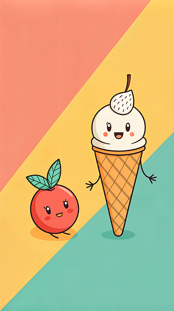 Funny Fruit & Ice Cream for a Joyful Screen, funny, fruit, ice cream, cartoon HD phone wallpaper
