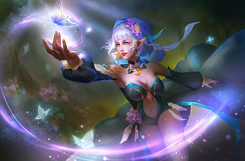 Fantasy girl, luminos, leaf, girl, art, leafart, gorgeous, purple, superb, pink, butterfly, fantasy, flower HD wallpaper