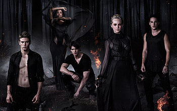 Vampire Diaries (2009-), black, blonde, hunter, werewolf, man, girl, candice accola, actress, woman, witch, tv series, fantasy, actor, vampire diaries, male HD wallpaper