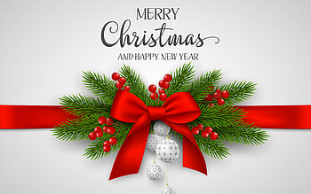 Merry Christmas!, Christmas, red, bow, white, green, spruce HD wallpaper