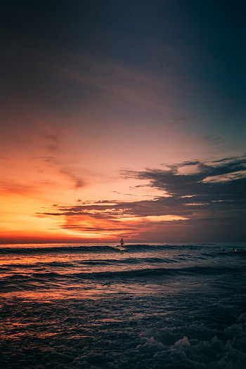 Nature, Sunset, Waves, Serfing HD phone wallpaper