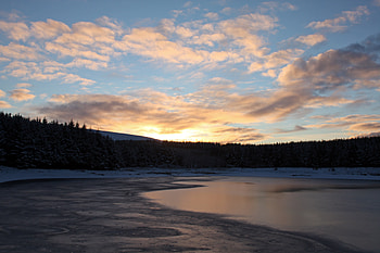 Landscape, Winter, Nature, Sunset, Ice, Snow, Lake, Forest HD wallpaper