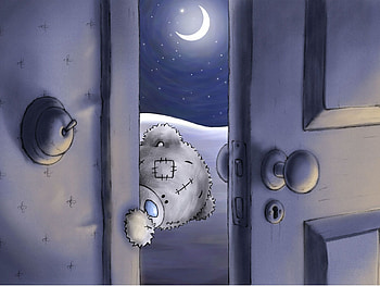 Funny, Art, Teddy Bear, Door, Peep HD wallpaper